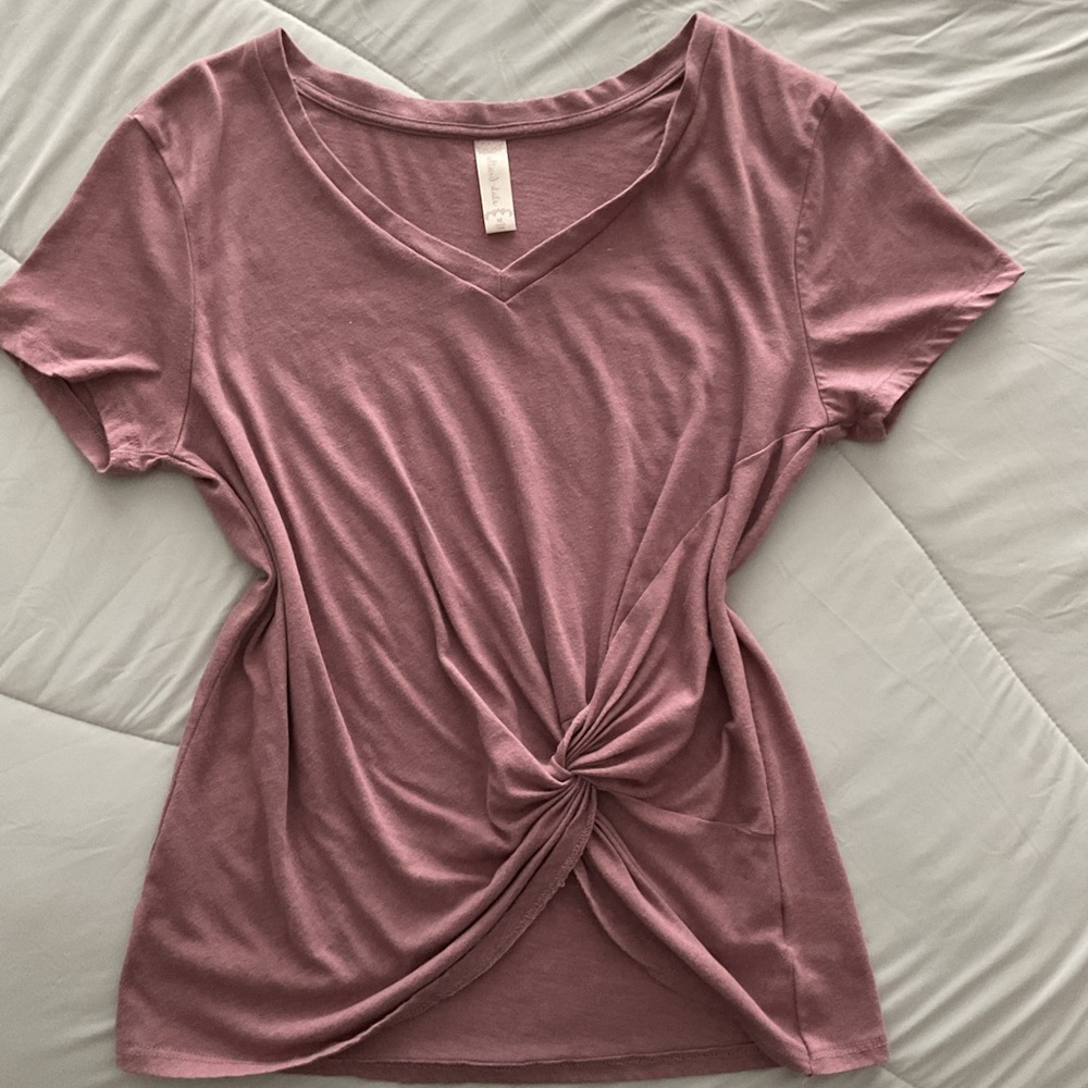 Altar'd State Pink Tie Front Short Sleeve Tee